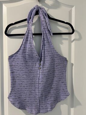 Pilcro Lavender Tie-Back Halter Crop Top